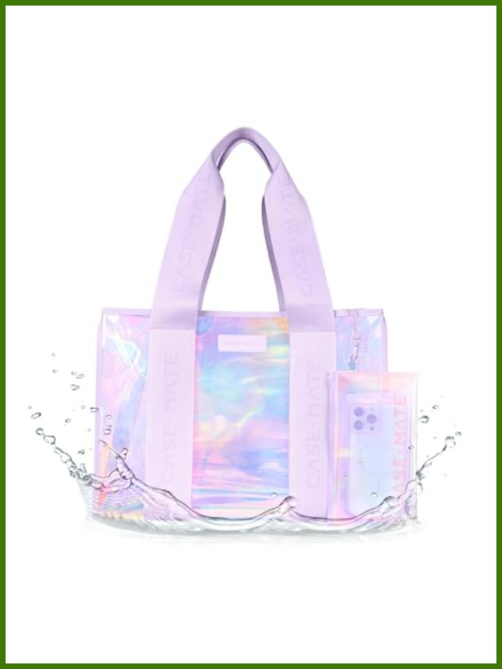 Iridescent Jelly Tote Bag Waterproof Beach Travel Tote with Phone Pouch